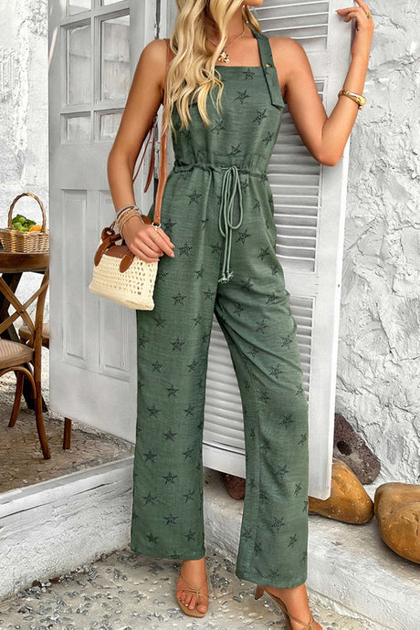 Arolora Pentagram Print High Waist Overalls