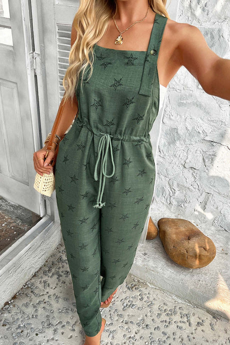 Arolora Pentagram Print High Waist Overalls