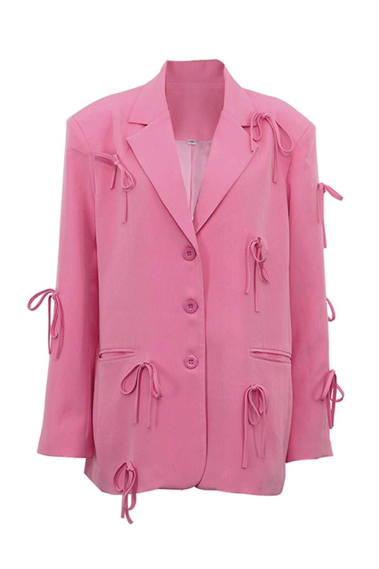 Pink Bow Pocketed Blazer
