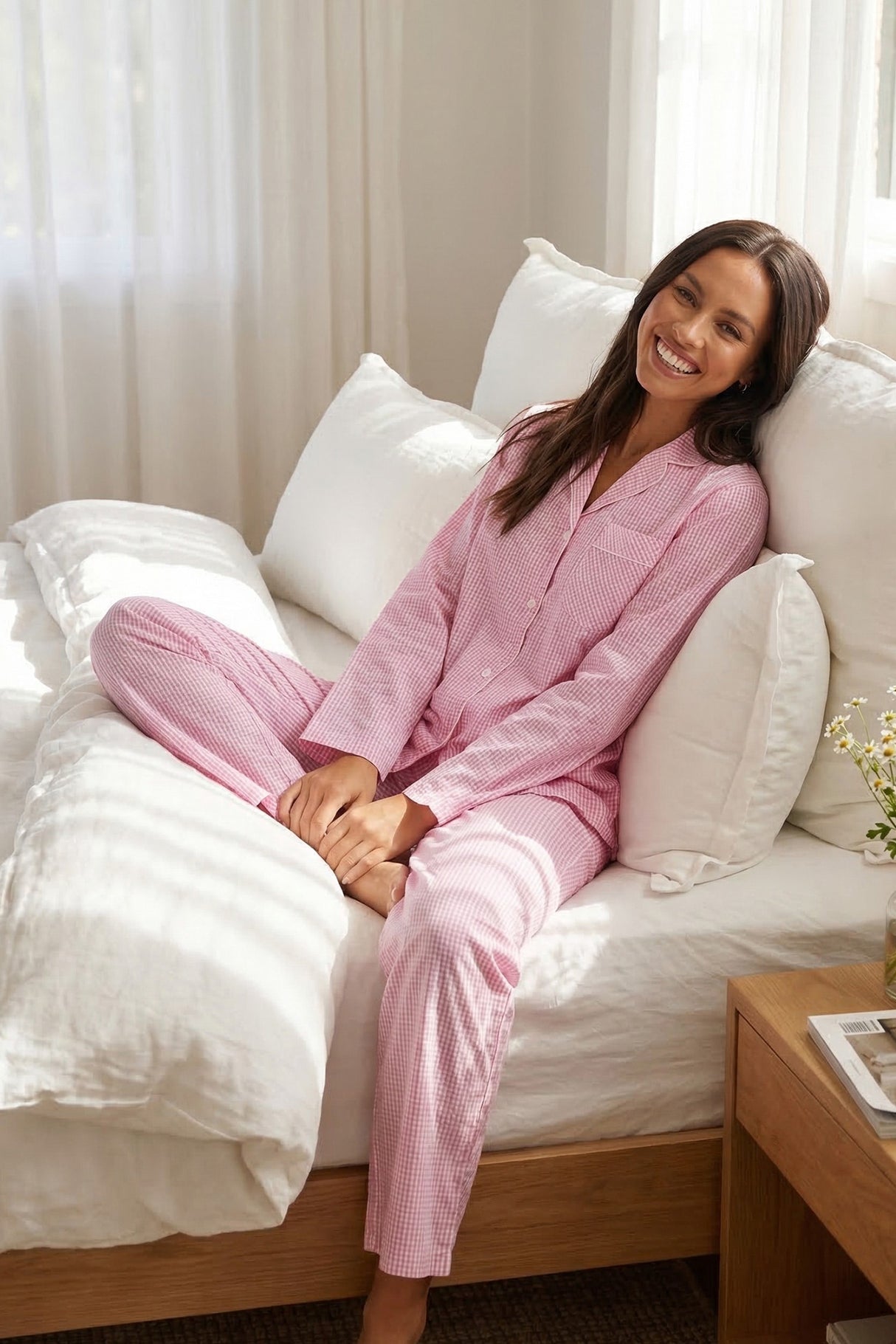 Plaid Blouse Cotton Two-piece Outfit