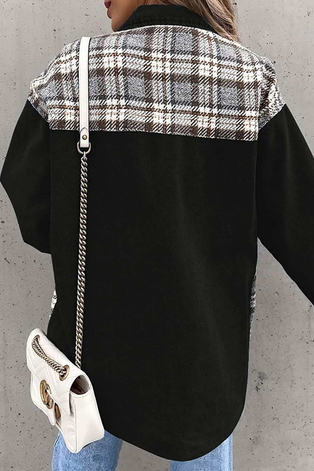 Plaid Patchwork Denim Jacket