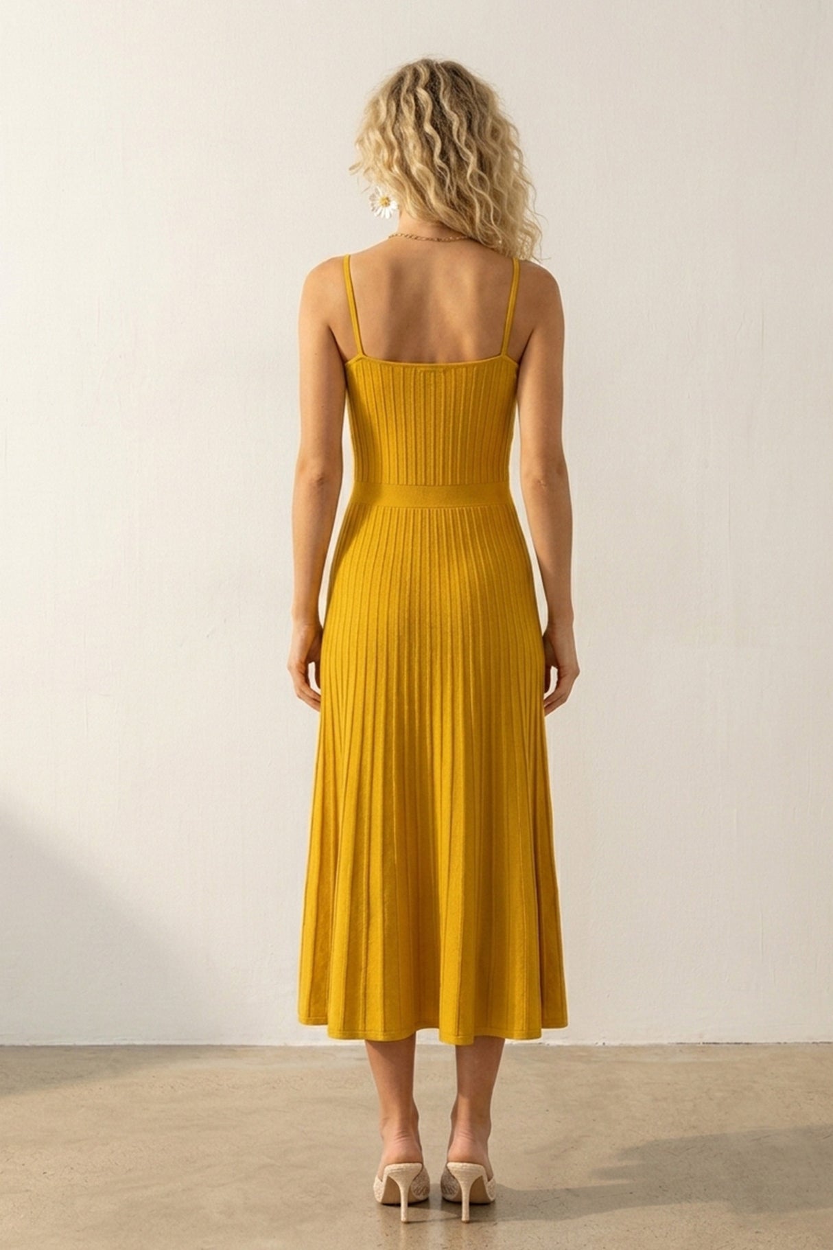 Pleated High Waist Knit Dress