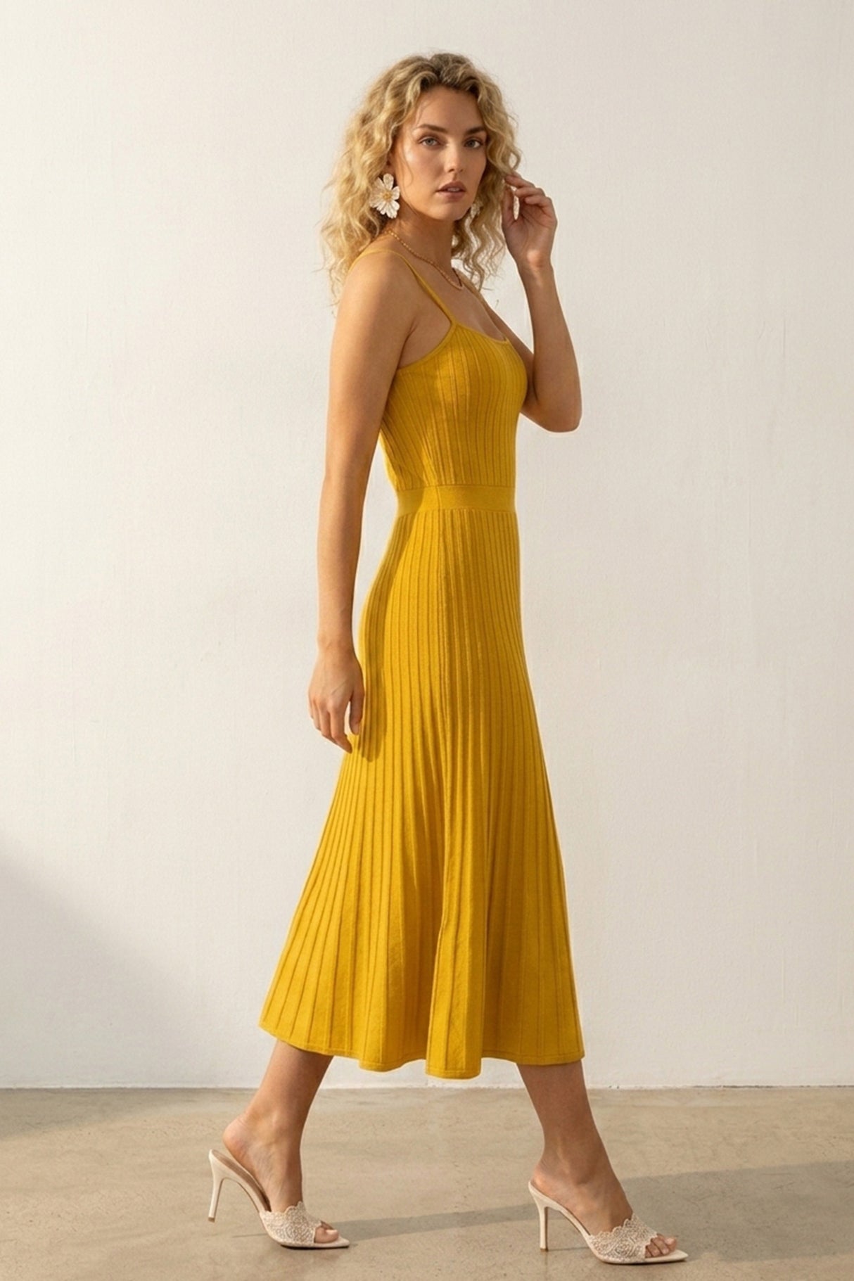 Pleated High Waist Knit Dress