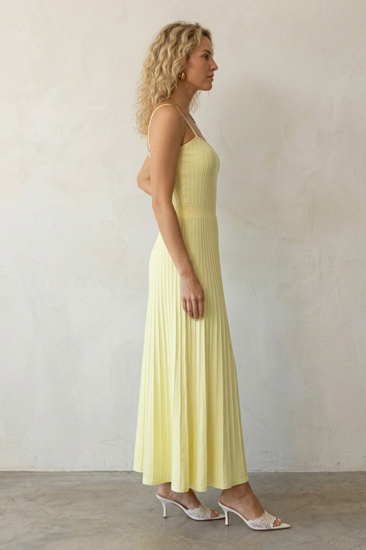 Pleated High Waist Knit Dress
