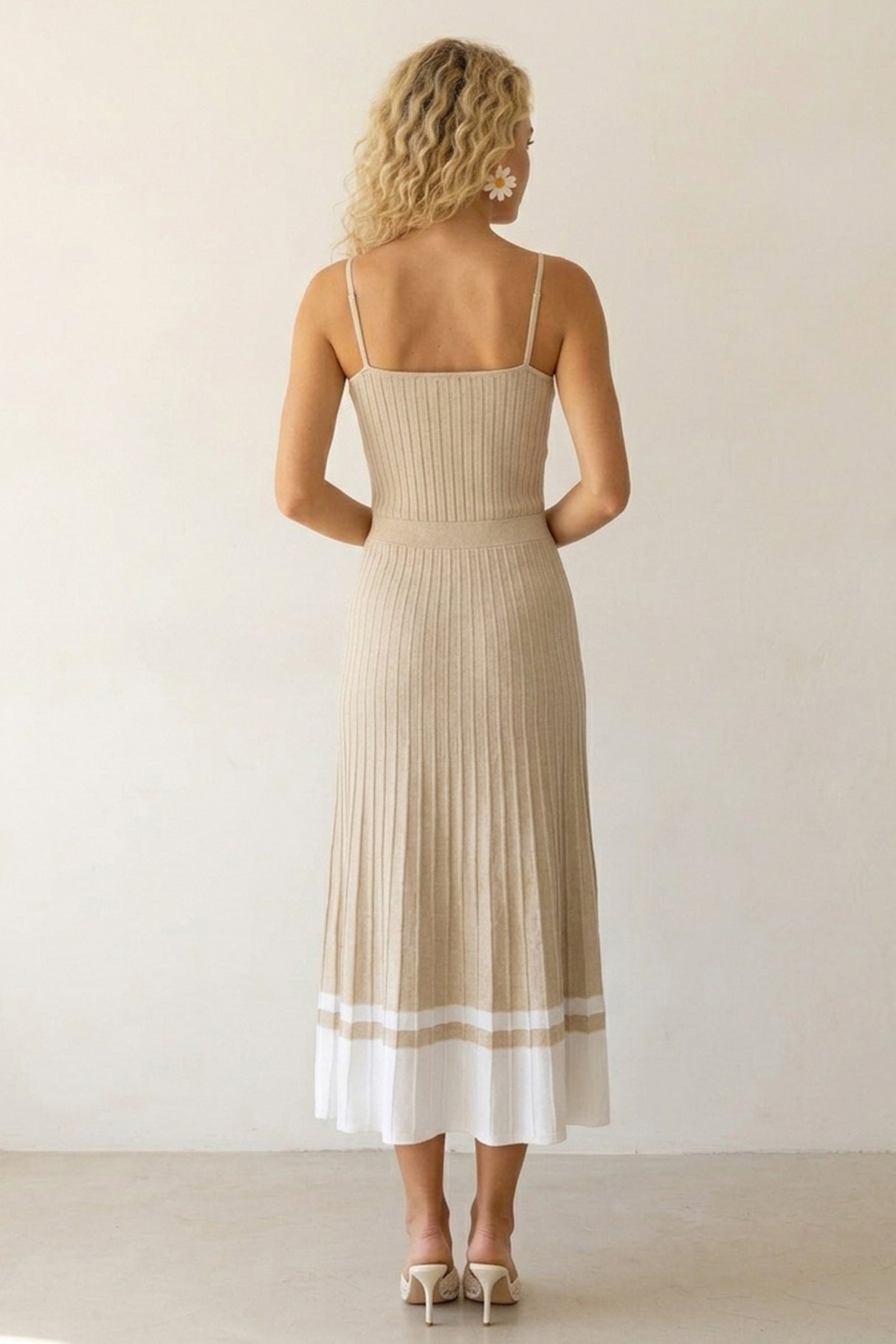 Pleated High Waist Knit Dress