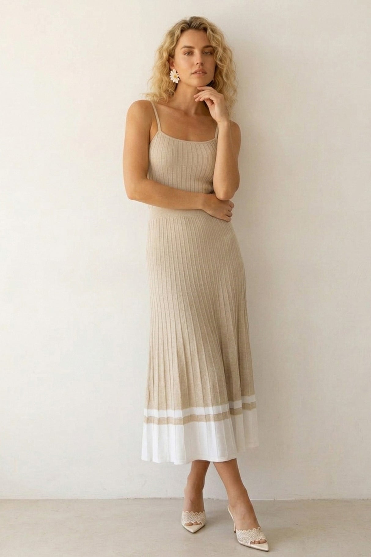 Pleated High Waist Knit Dress
