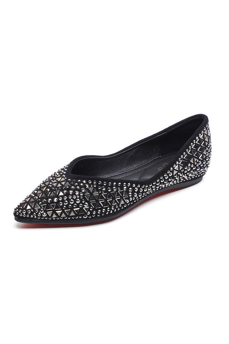 Arolora pointed-rhinestone-flats