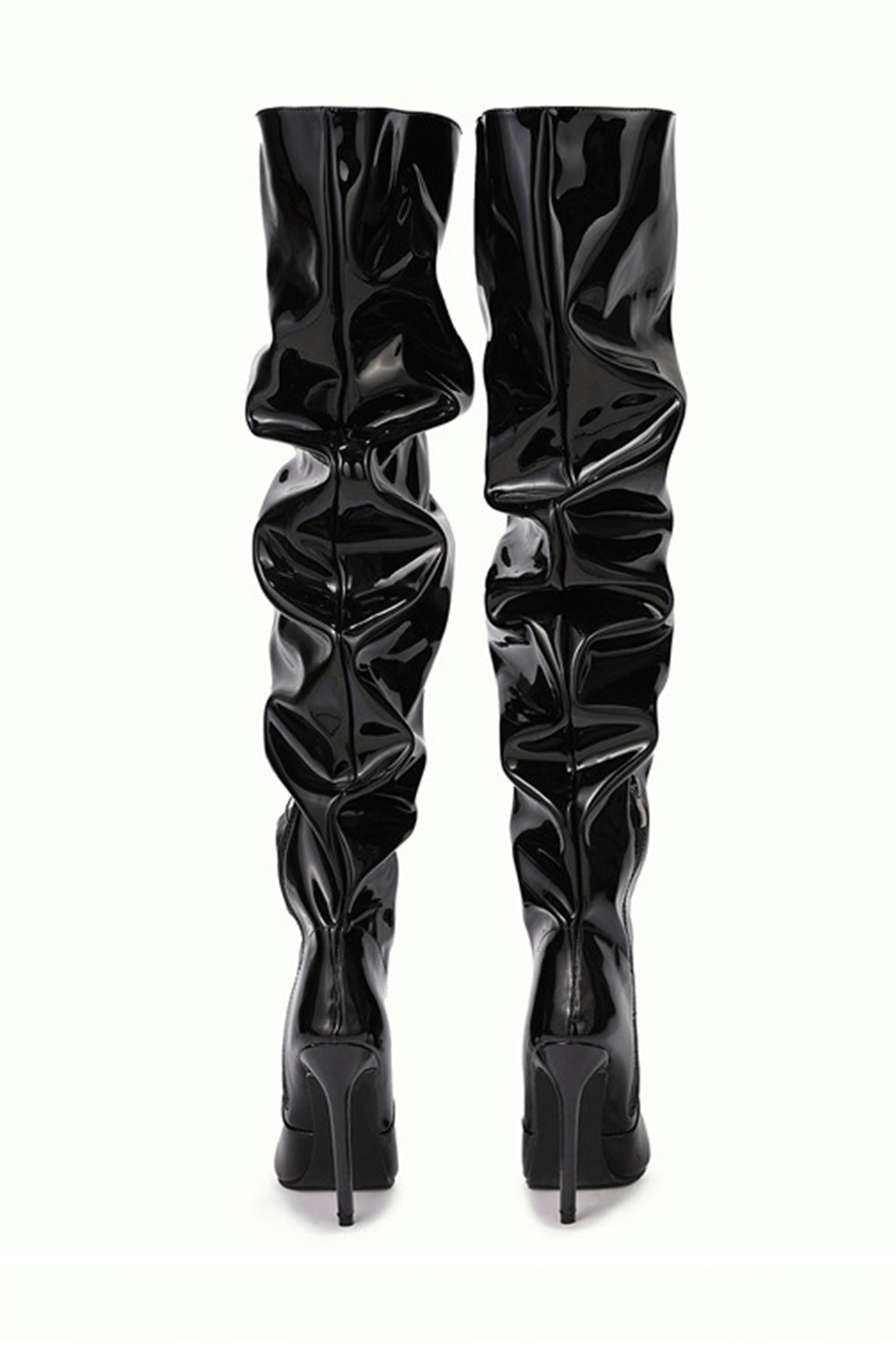 Pointed-toe Patent Leather High-heeled Boots