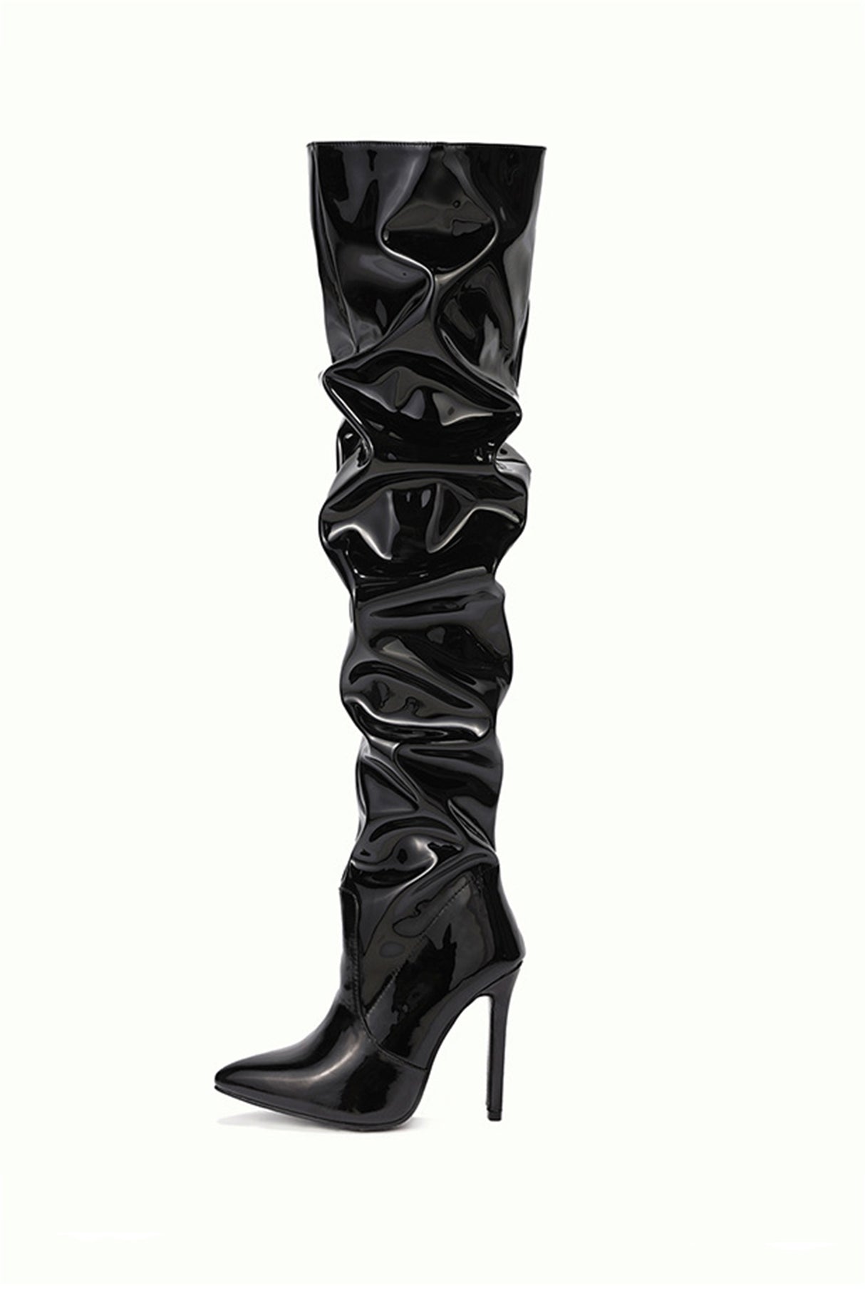Pointed-toe Patent Leather High-heeled Boots