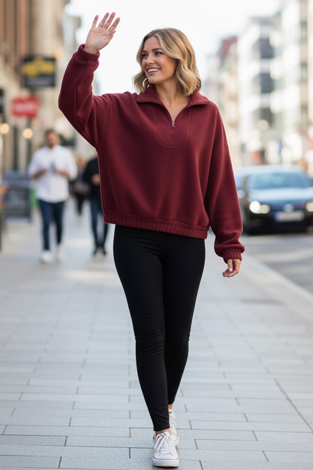 Polar Fleece Lapel Zip-up Sweatshirt