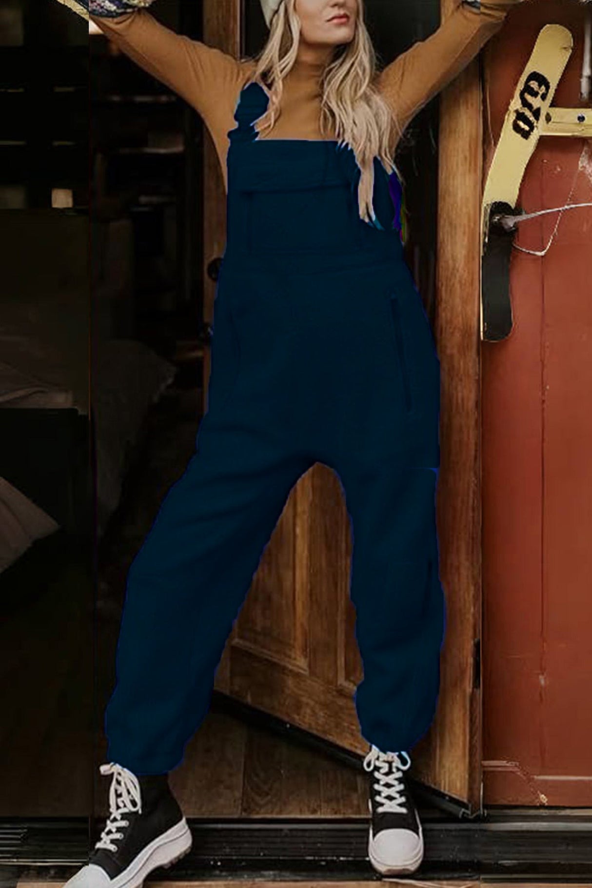 Arolora polar-fleece-sleeveless-baggy-overalls