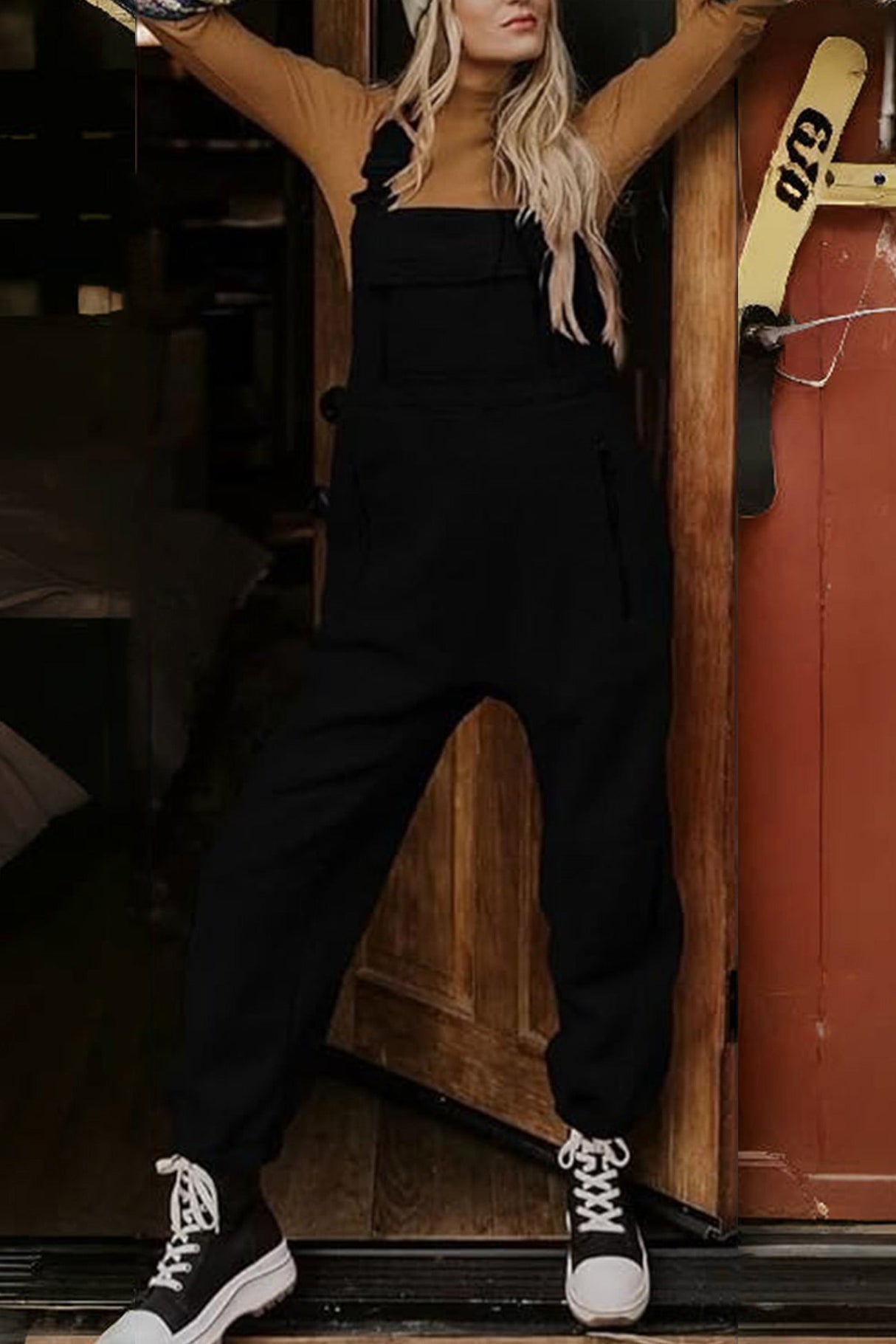 Arolora polar-fleece-sleeveless-baggy-overalls