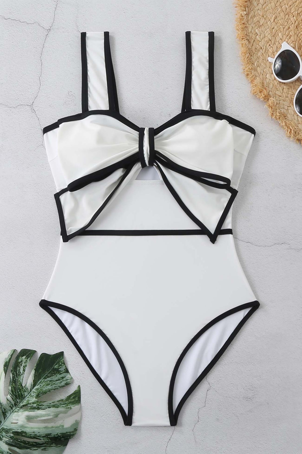 Polka Dot Bow One Piece Swimsuit With Skirt