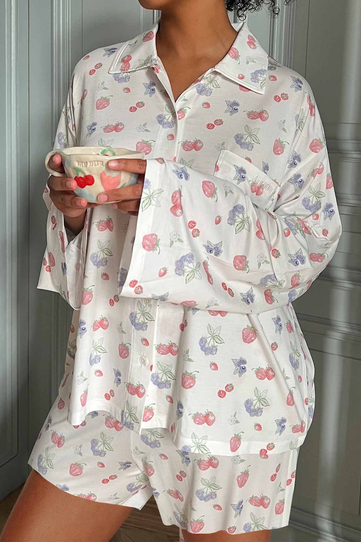 Printed Long Sleeves Button Shirt Shorts Set