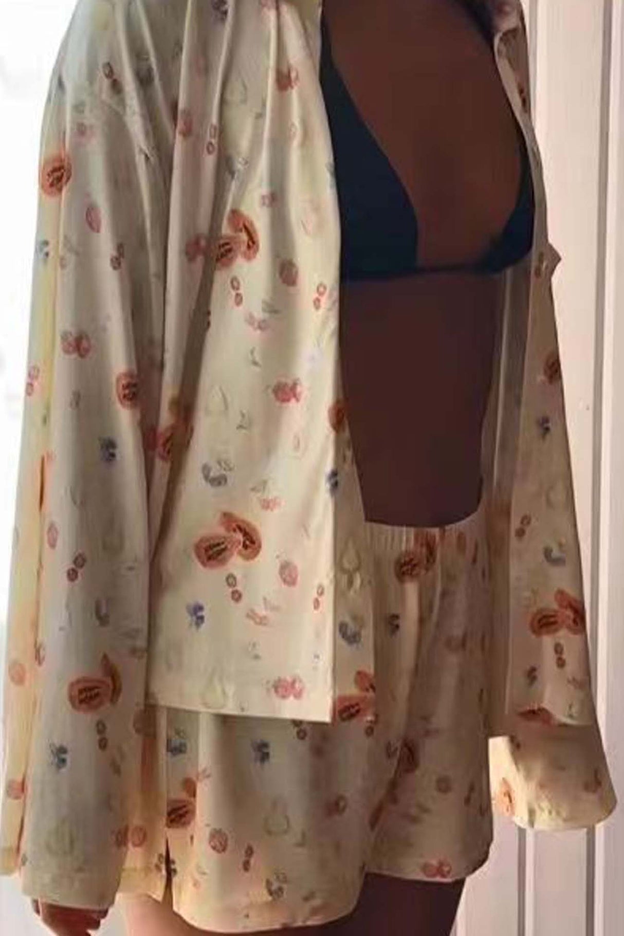 Printed Long Sleeves Button Shirt Shorts Set