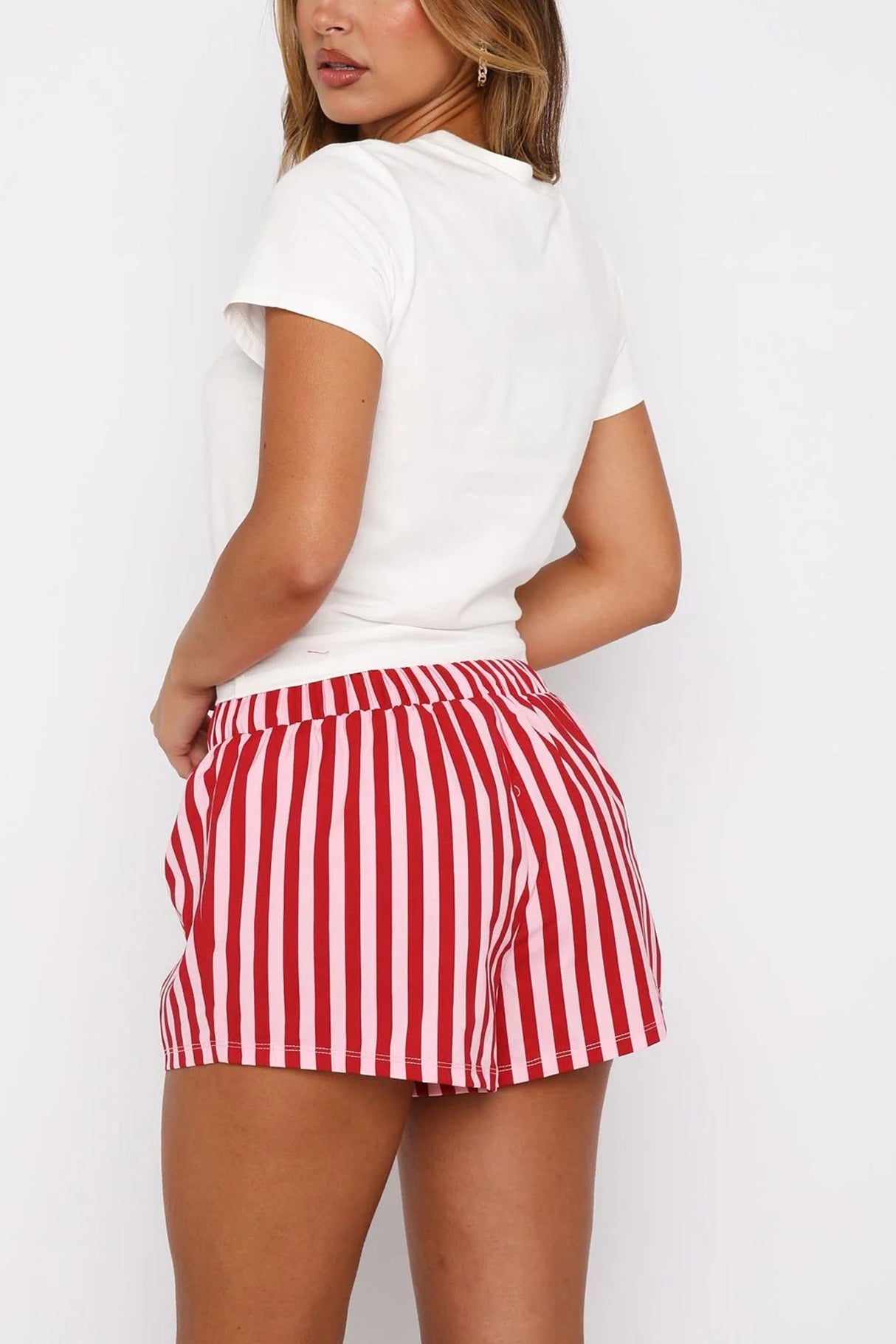 Arolora Printed Crew Neck T-shirt Shorts Set