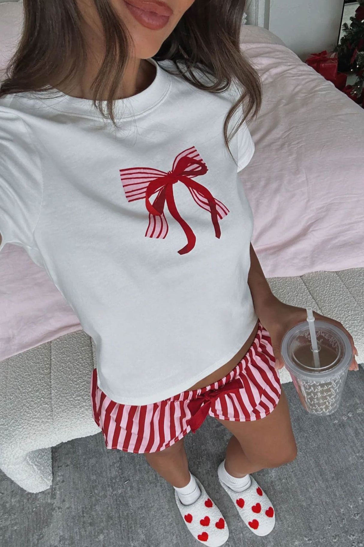 Arolora Printed Crew Neck T-shirt Shorts Set