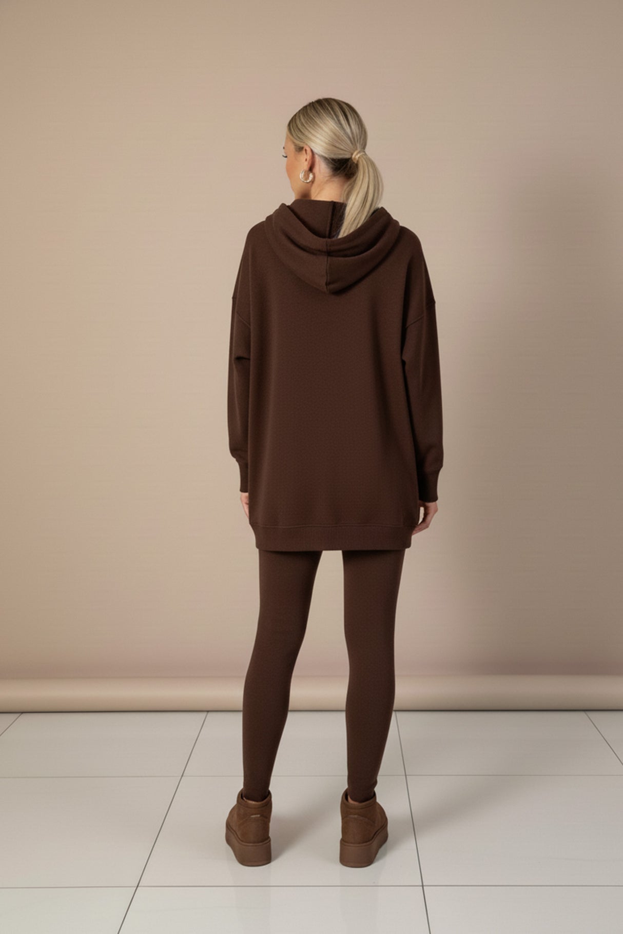 Printed Slit Hem Hoodie Legging Set