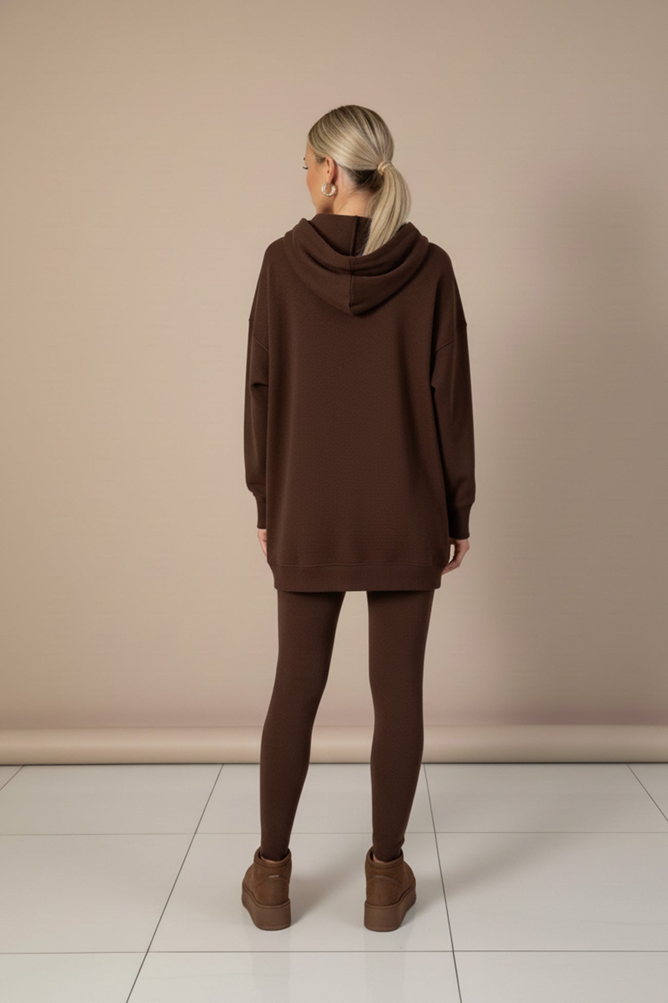 Printed Slit Hem Hoodie Legging Set