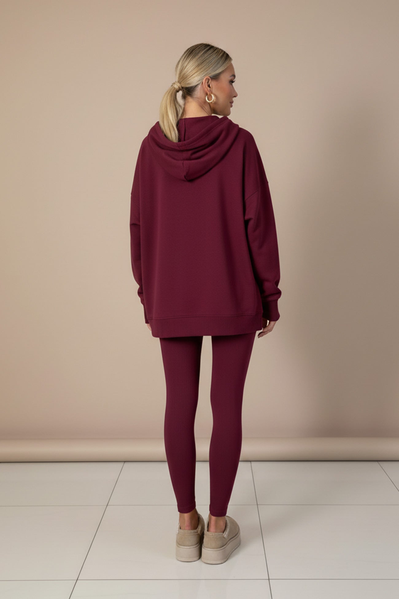 Printed Slit Hem Hoodie Legging Set