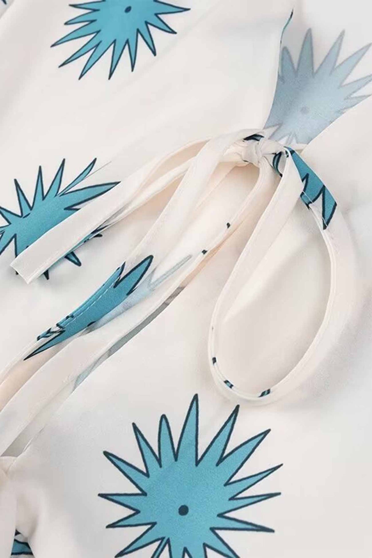 Arolora printed-lace-up-tops-wide-leg-pants-set