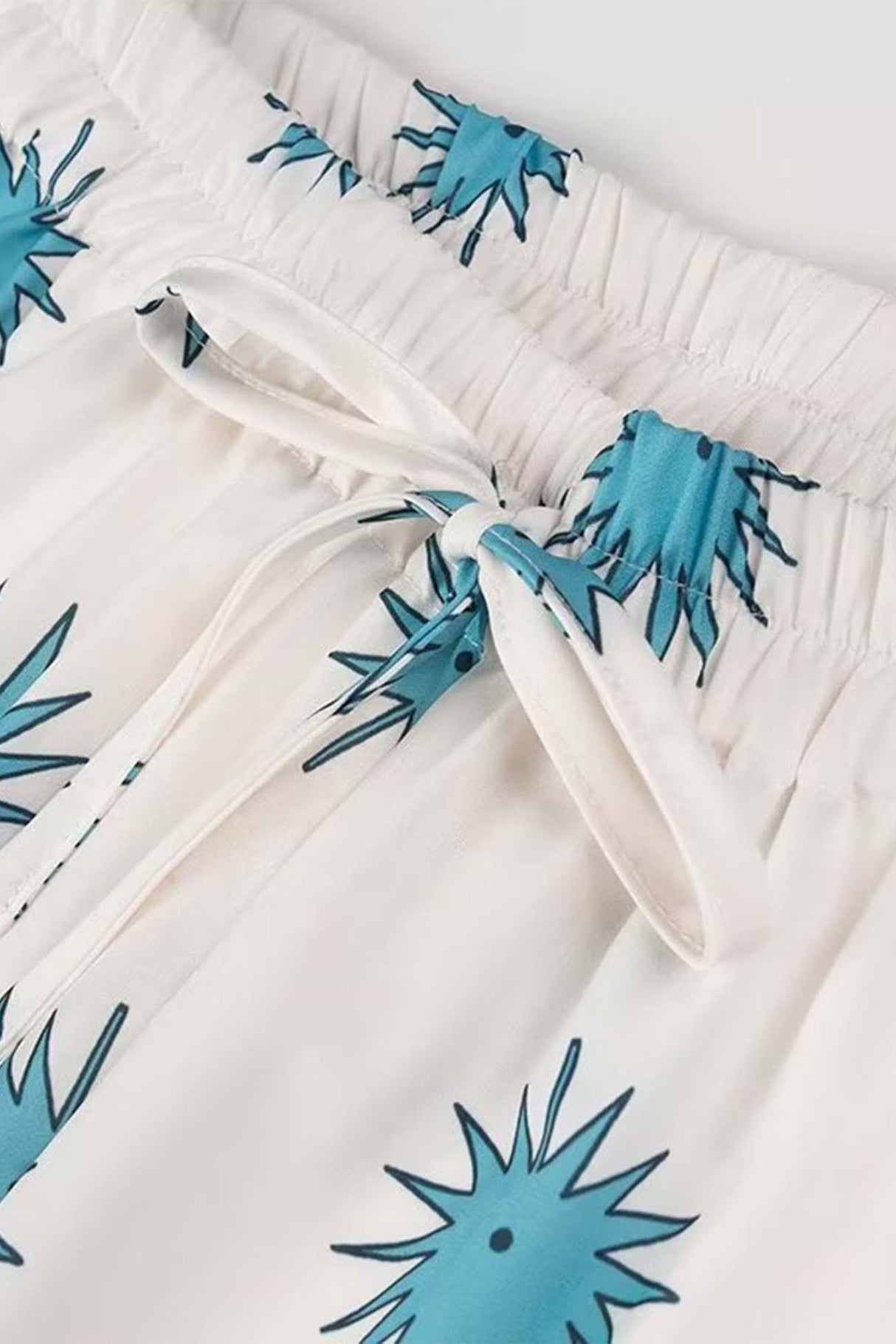 Arolora printed-lace-up-tops-wide-leg-pants-set