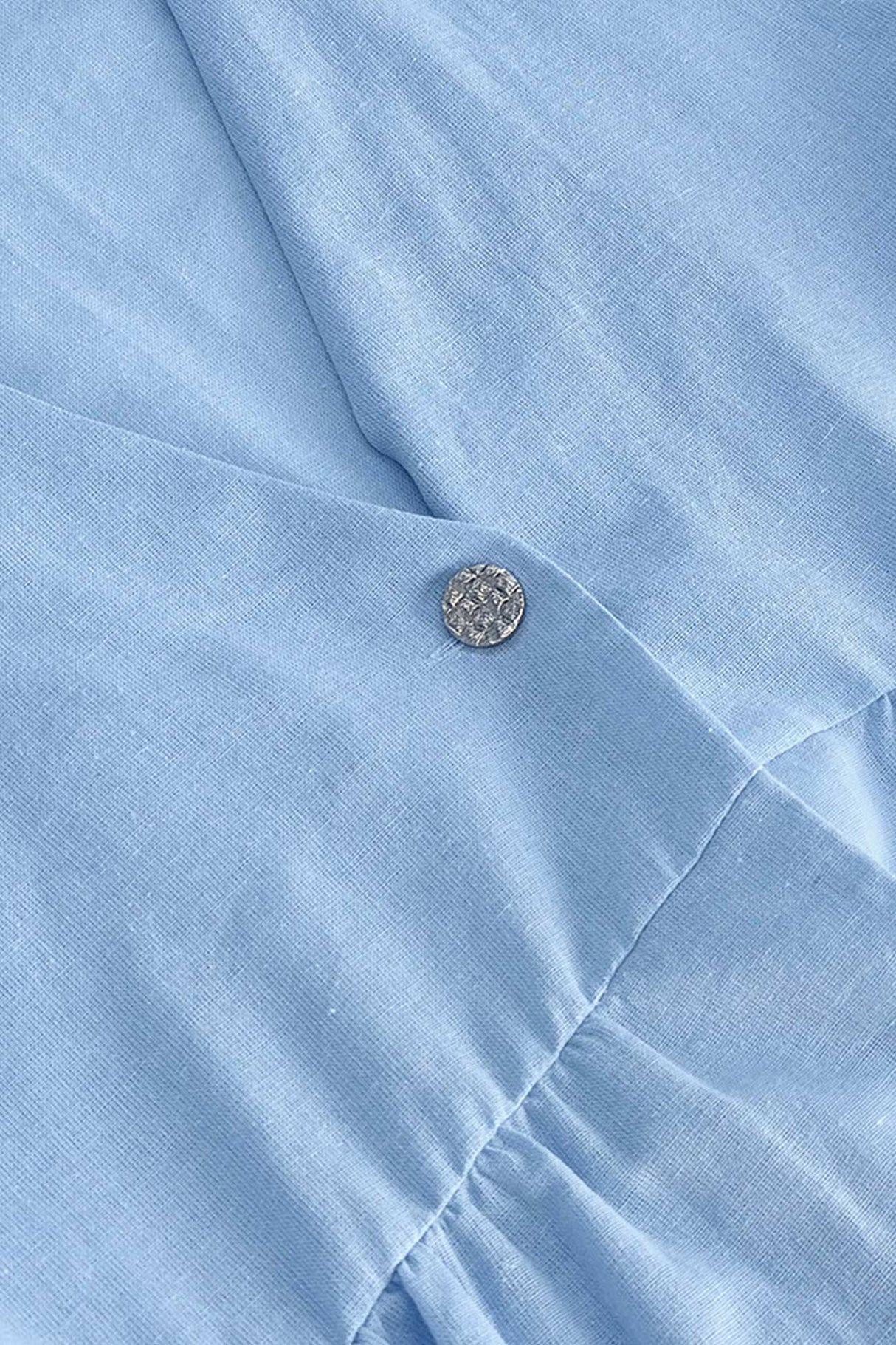 Arolora Puff Sleeve V Neck Cotton Sweet Shirt Set