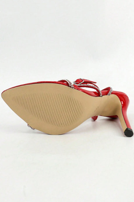 Arolora Rhinestone Pointed High Heels