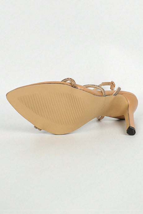 Arolora Rhinestone Pointed High Heels