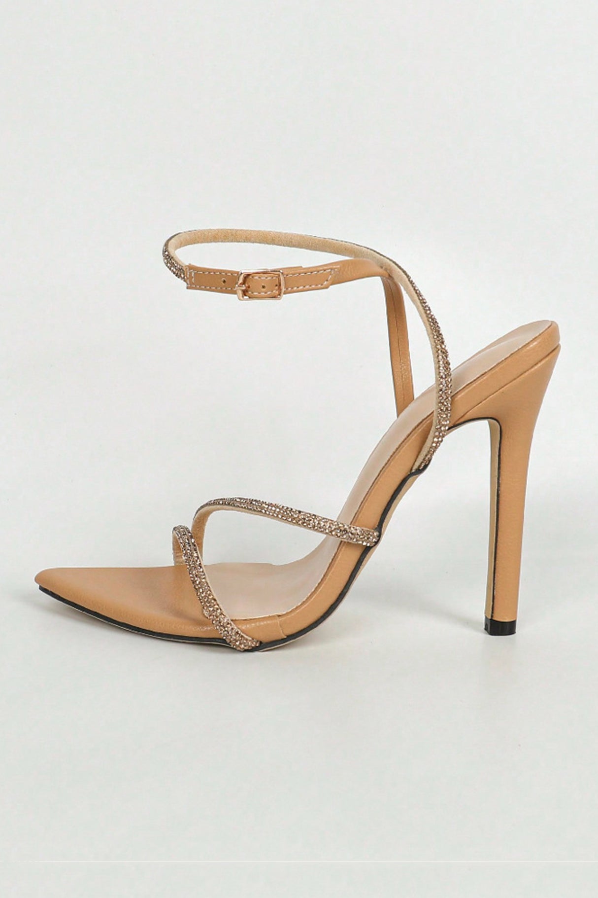 Arolora Rhinestone Pointed High Heels
