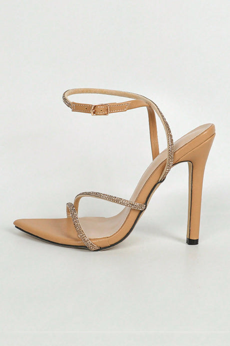 Arolora Rhinestone Pointed High Heels