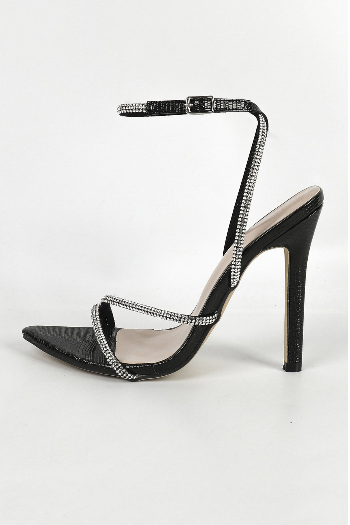 Arolora Rhinestone Pointed High Heels