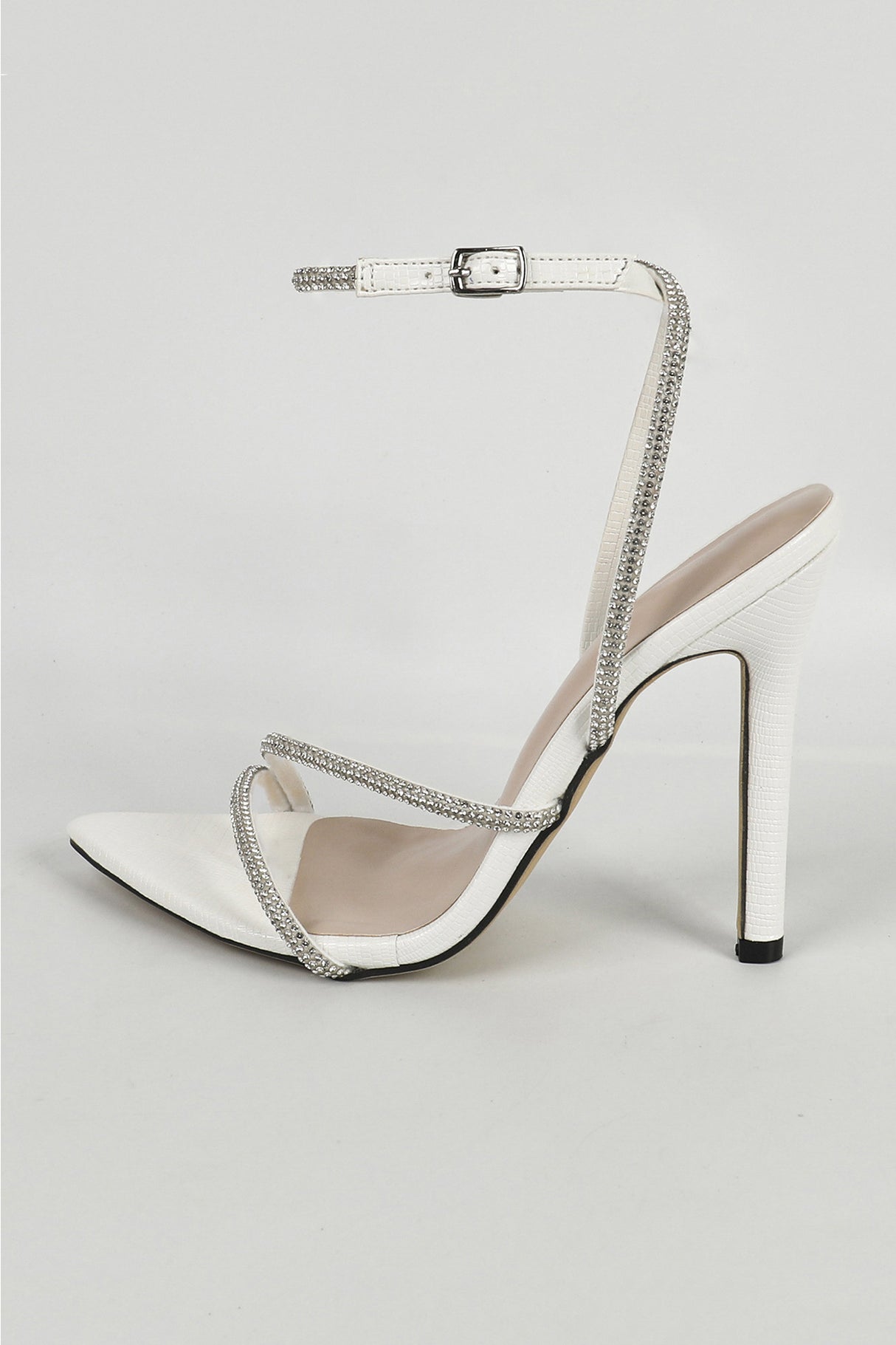 Arolora Rhinestone Pointed High Heels