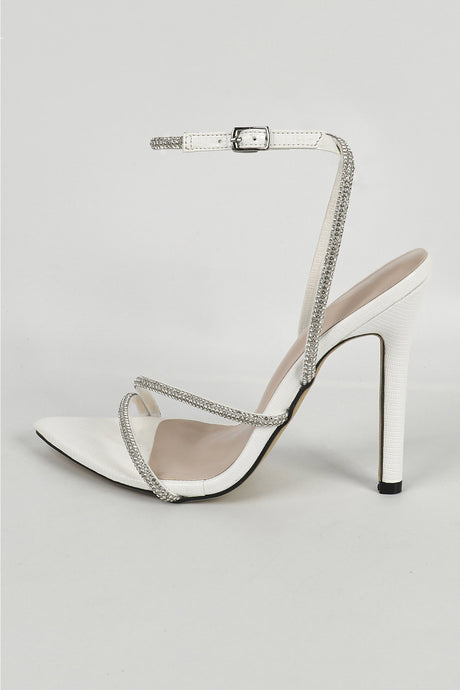 Arolora Rhinestone Pointed High Heels