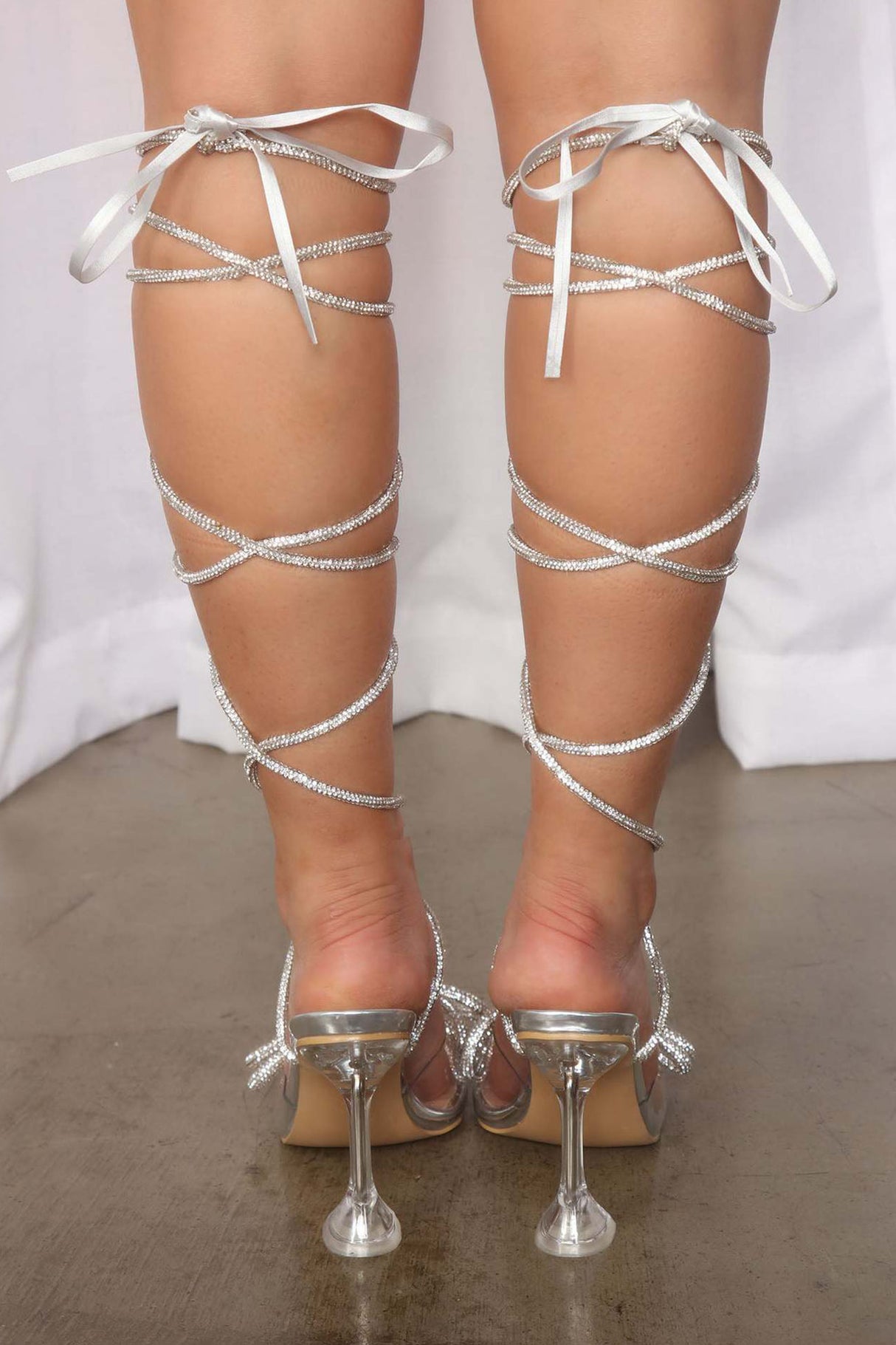 Rhinestone Strappy Square Toe High Heels