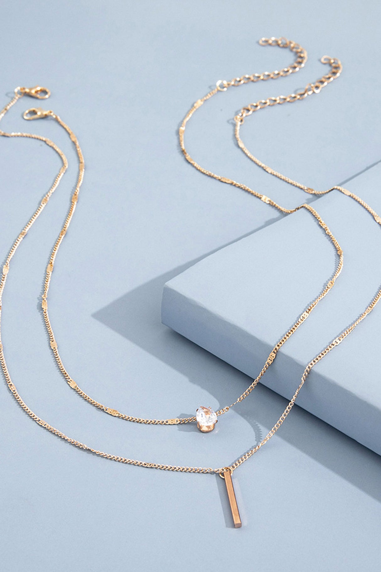 Rhinestone Tassel Pendant Stacking Necklace