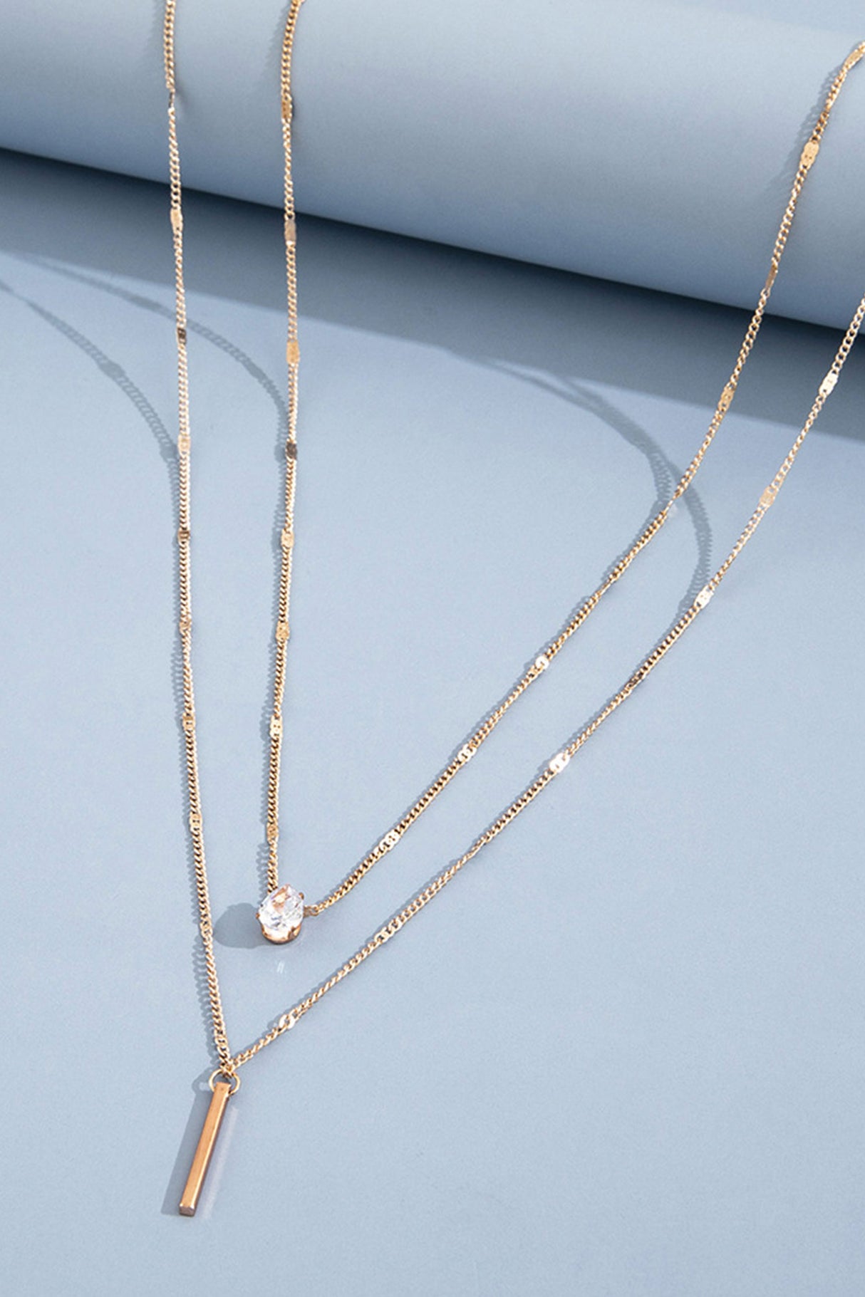 Rhinestone Tassel Pendant Stacking Necklace