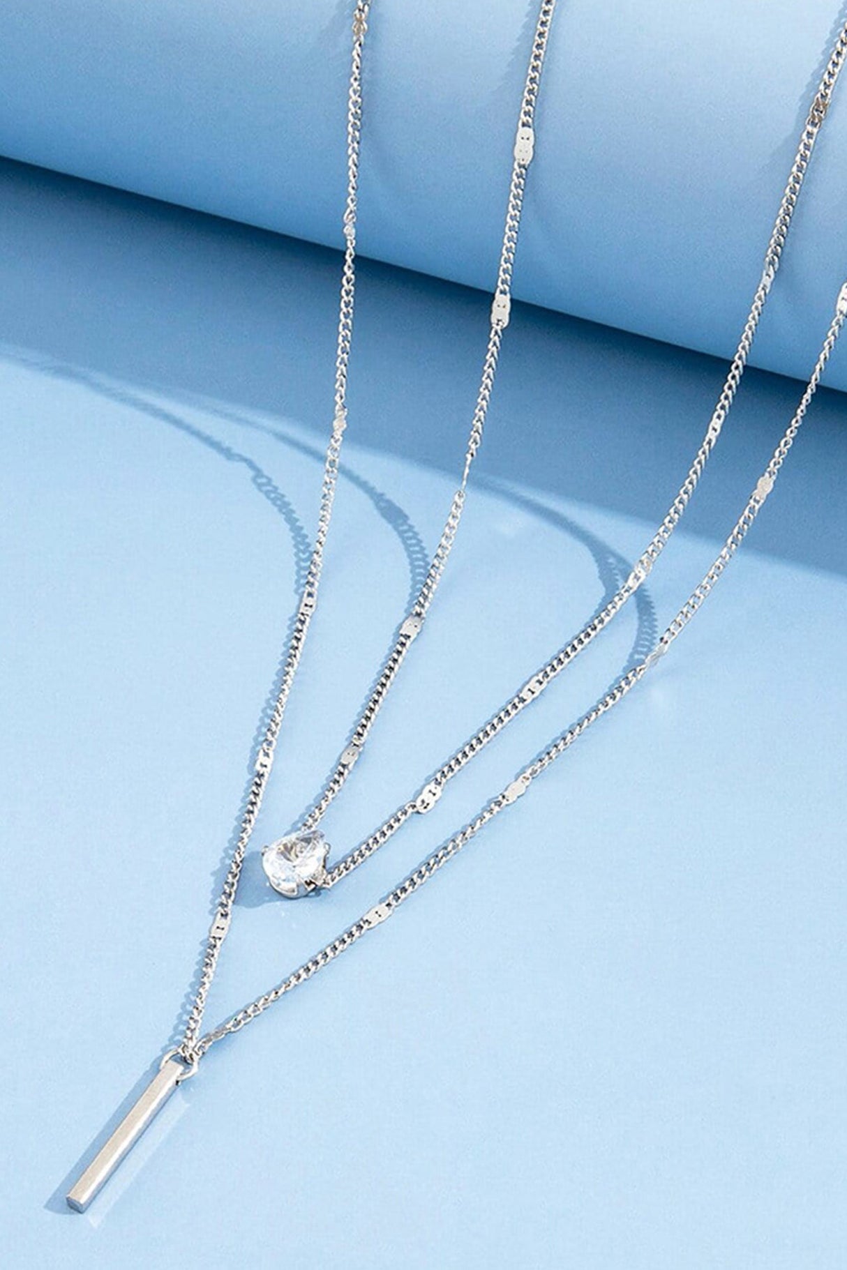 Rhinestone Tassel Pendant Stacking Necklace