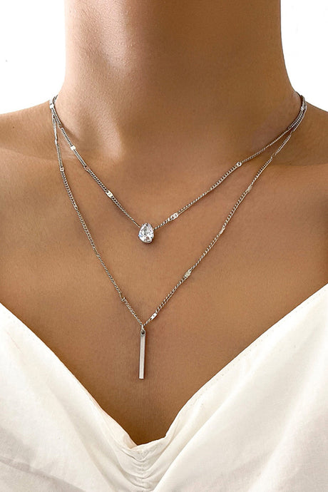 Rhinestone Tassel Pendant Stacking Necklace