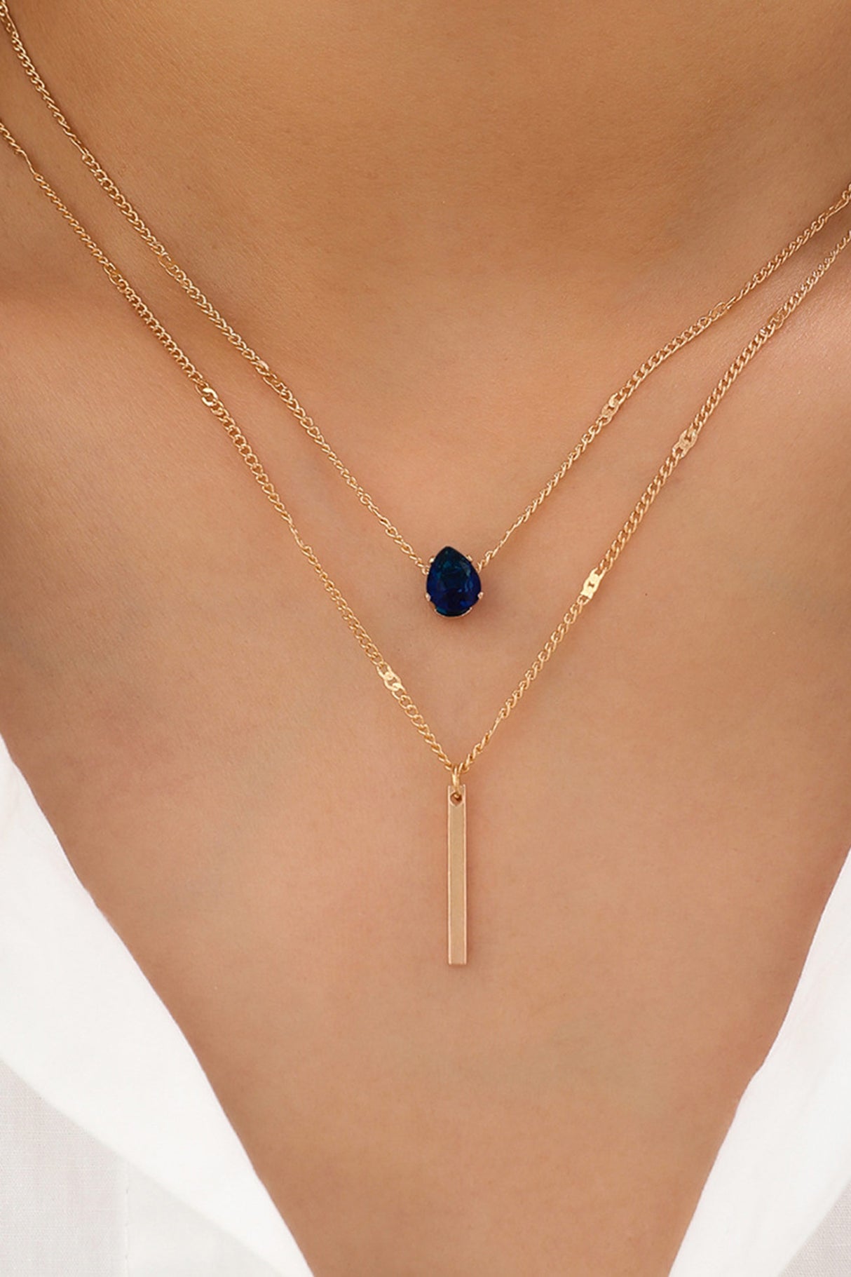 Rhinestone Tassel Pendant Stacking Necklace