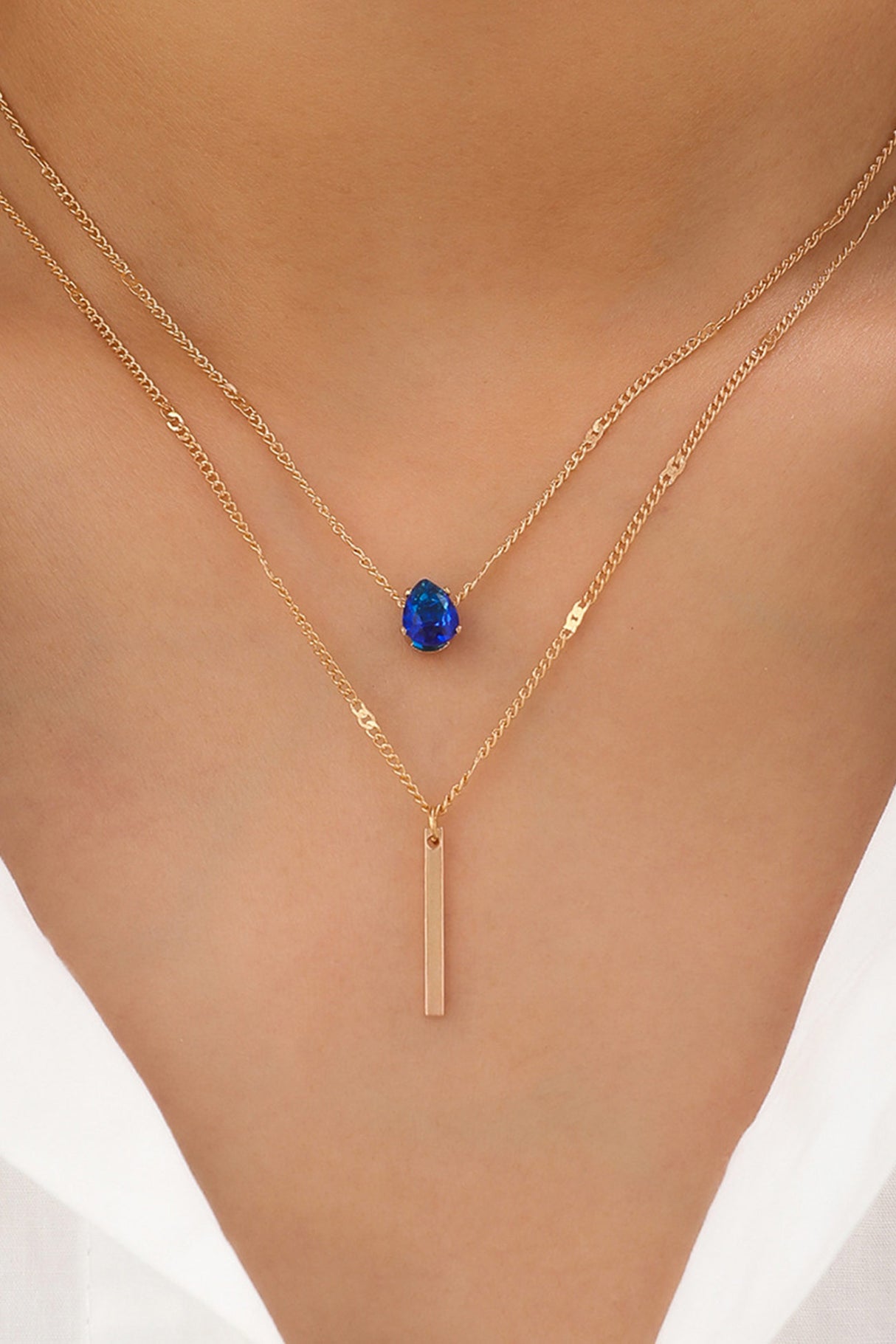 Rhinestone Tassel Pendant Stacking Necklace