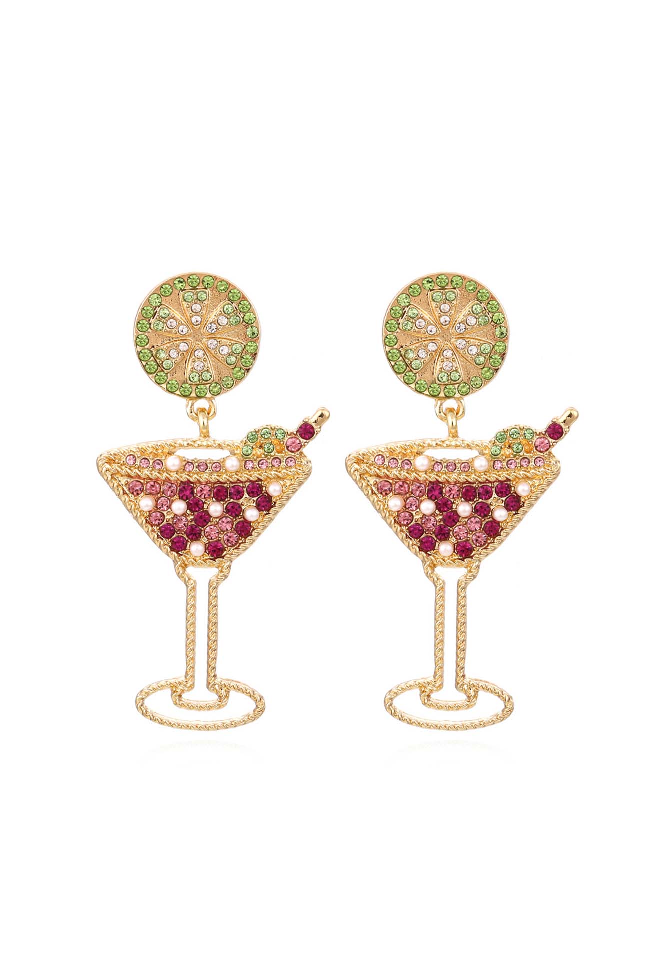 Colorful Rhinestone Cocktail Stud Earrings