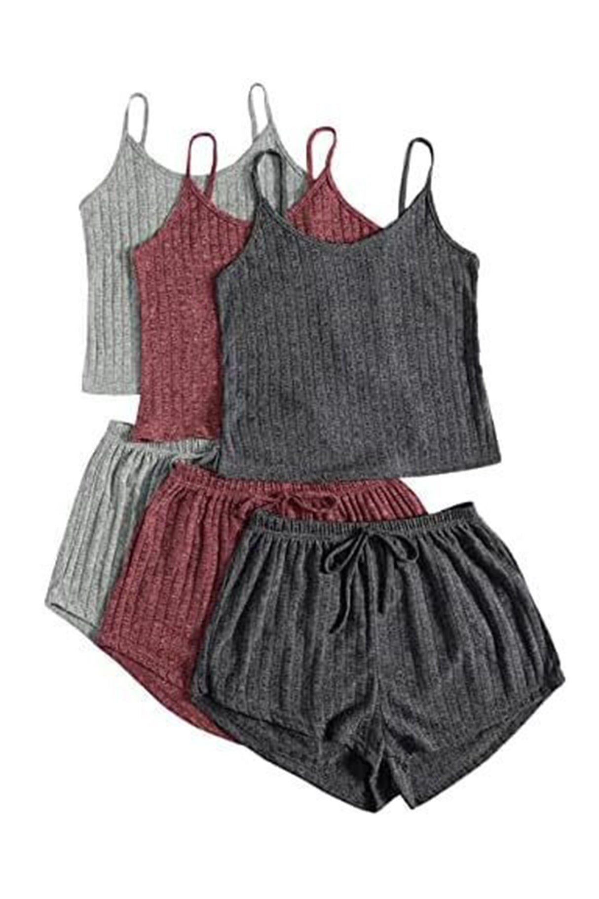 Ribbed Knit Cami Vest Shorts Set