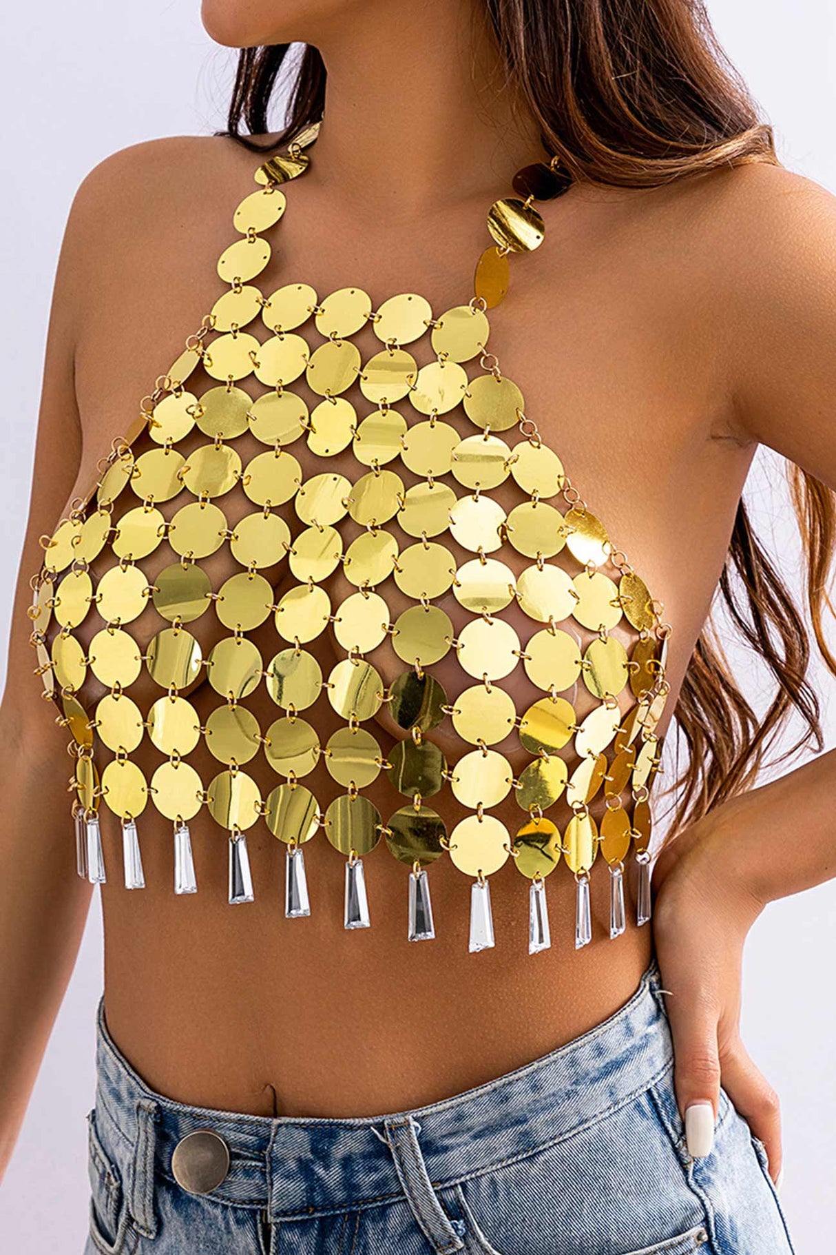 Hand Made Round Sequin Body Chain
