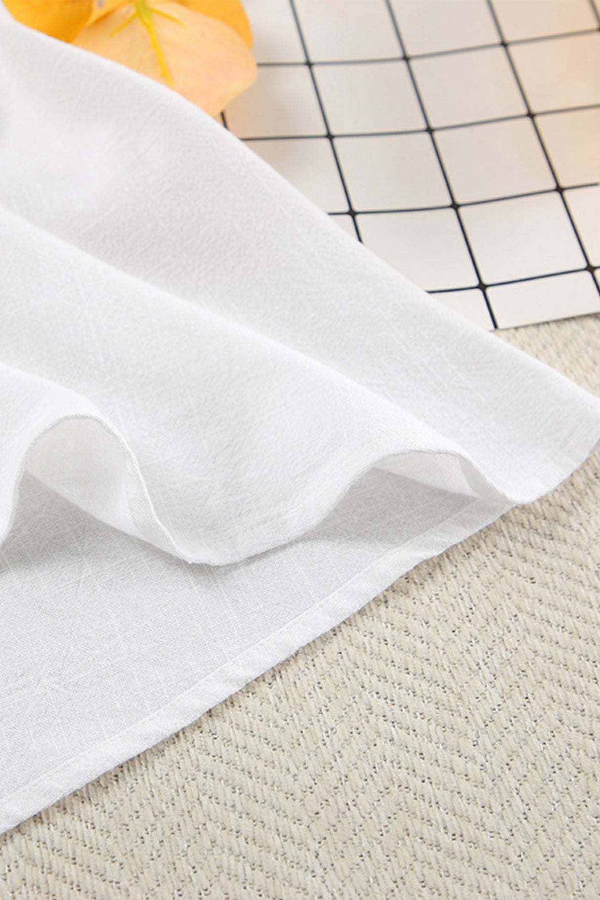 Ruched V Neck Button-down Linen Dress