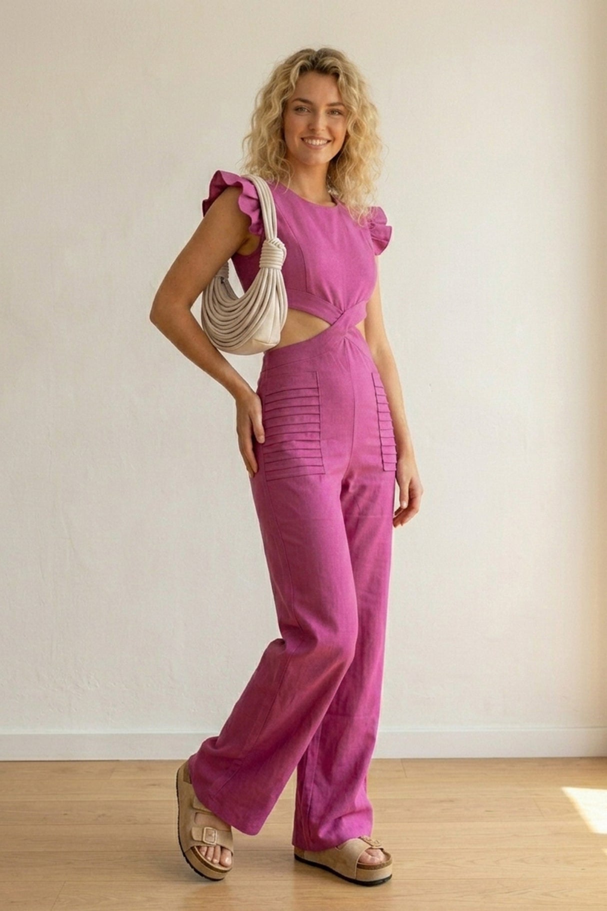Ruffle Sleeveless Cutout Jumpsuits