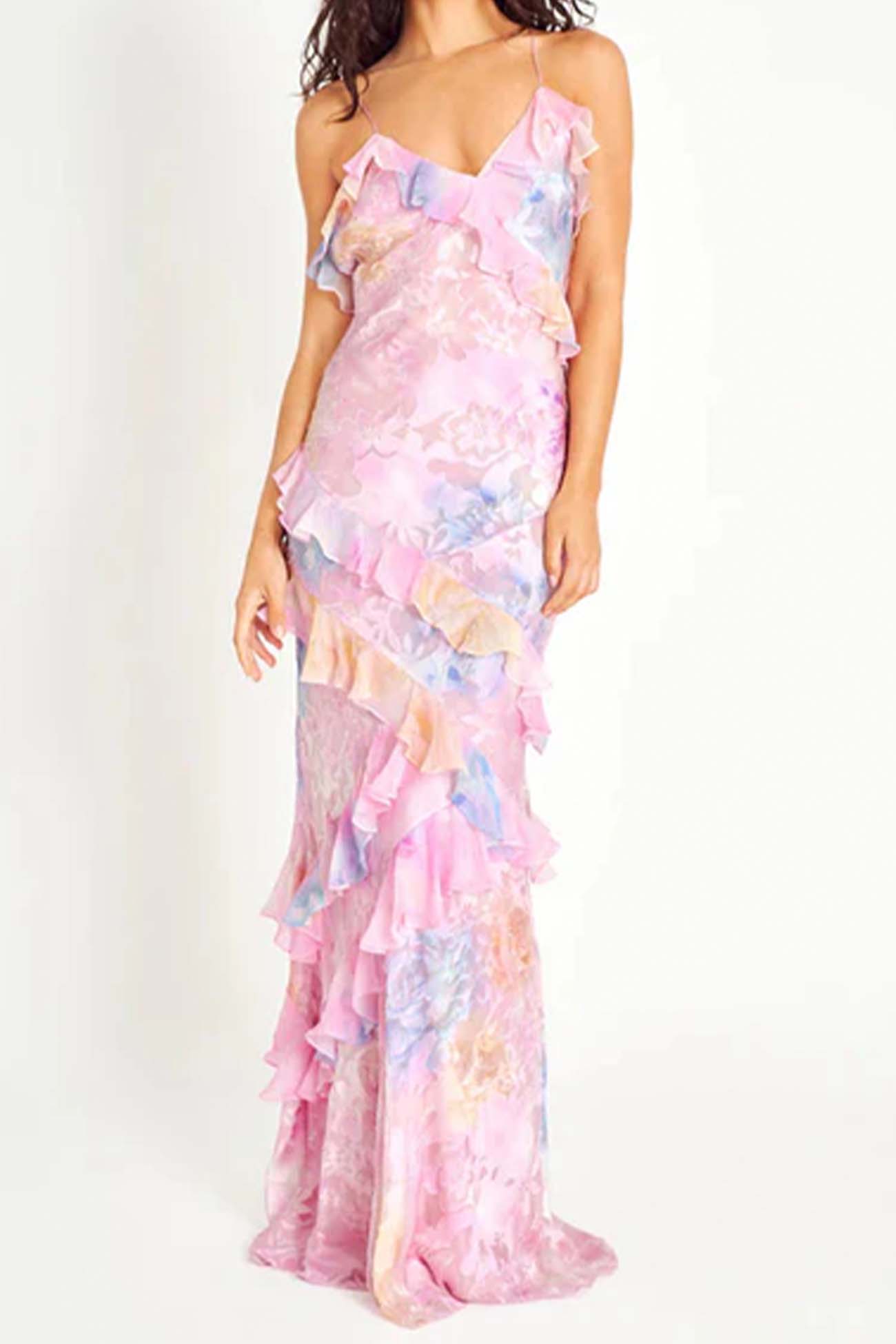 Arolora ruffled-spaghetti-strap-backless-maxi-dress