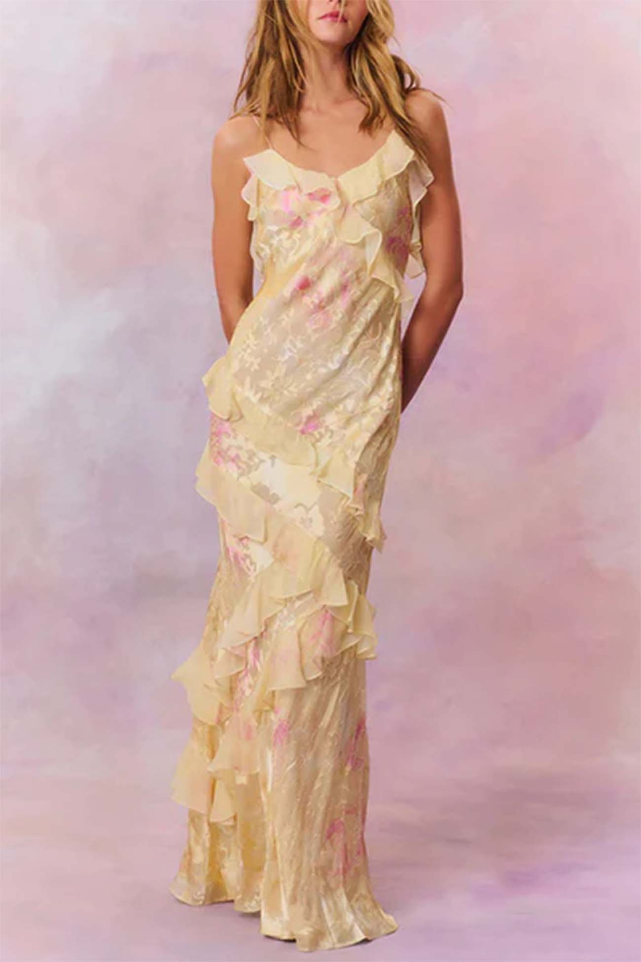 Arolora ruffled-spaghetti-strap-backless-maxi-dress