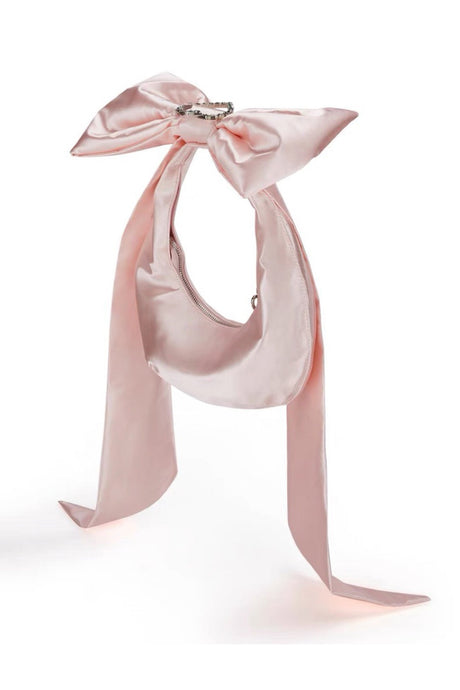 Arolora satin-bow-rhinestone-heart-buckle-armpit-bag