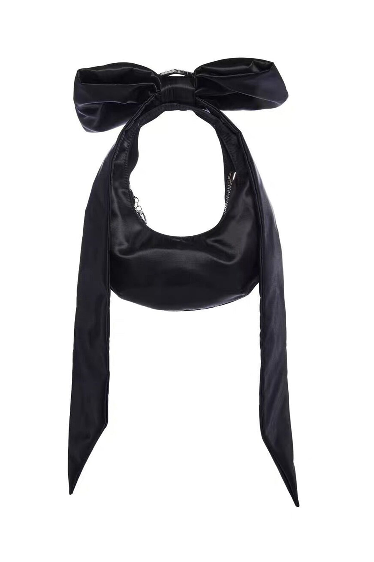 Arolora satin-bow-rhinestone-heart-buckle-armpit-bag